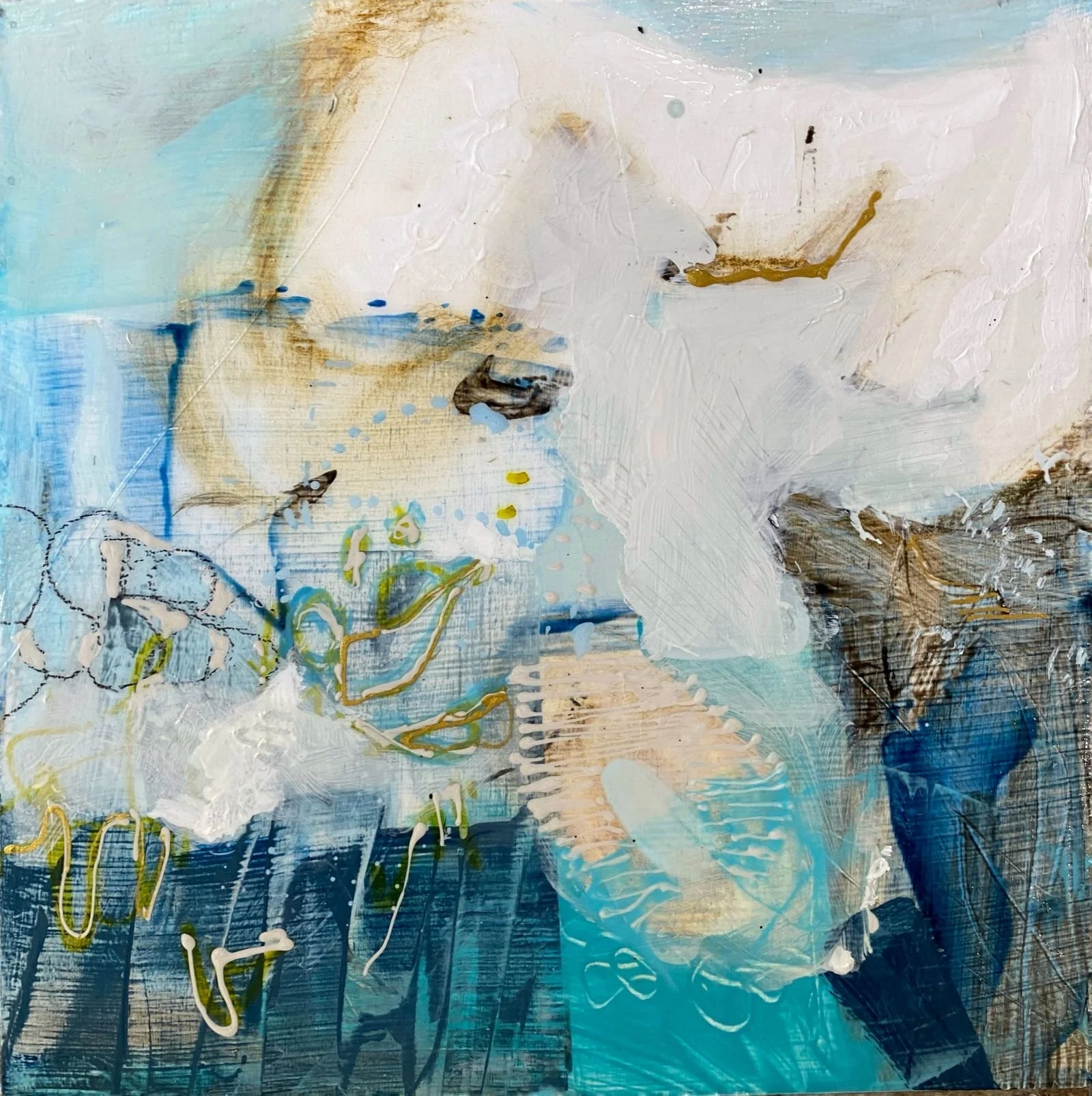 Exploring Ocean Depths.
8x8" Acrylic and mixed media on 1 -1/2" cradled panel. 2023 $225 