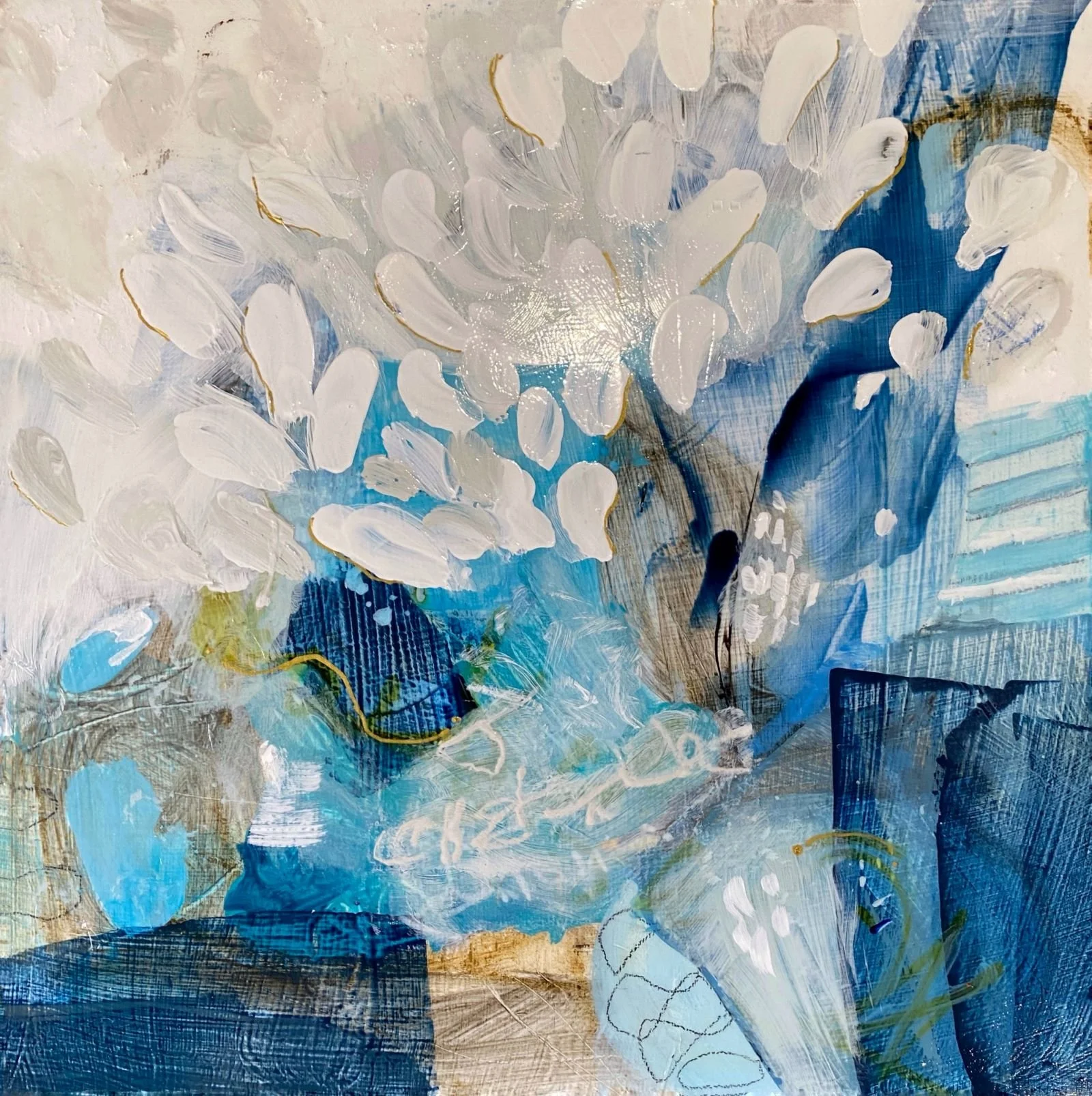 Sea Plumes.
10x10" Acrylic and mixed media on 1 -1/2" cradled panel. 2023 $275 