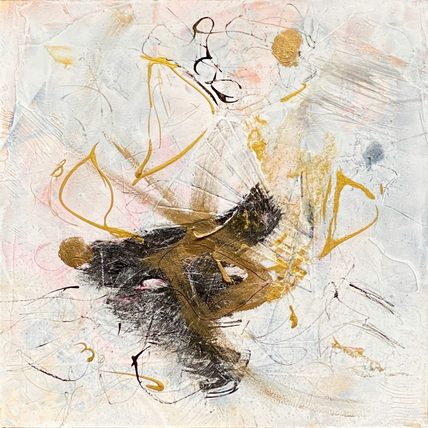 "Serendipity." 12x12x 1.5" Acrylic and mixed media on cradled panel. 2023 $300 