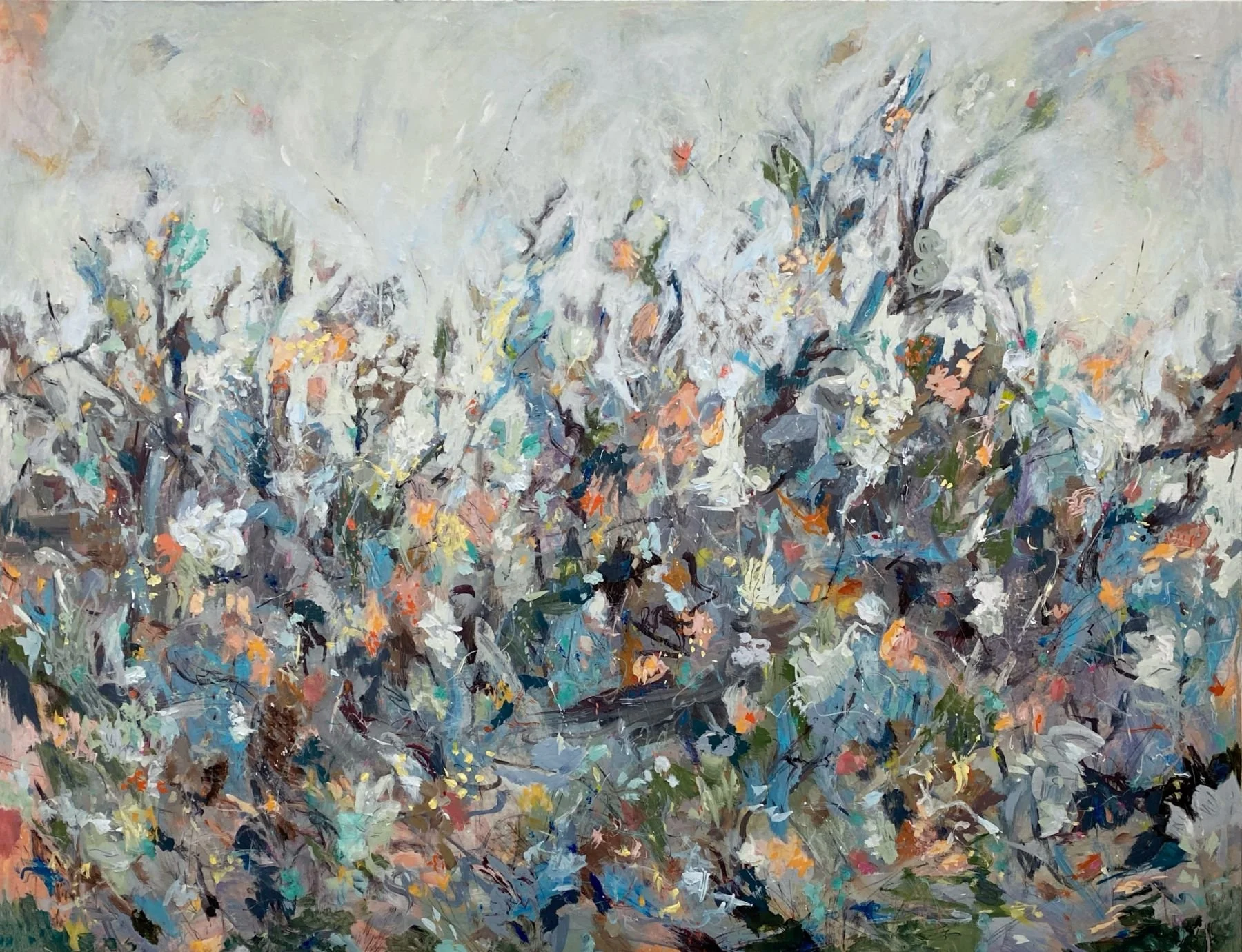 "Wild at Heart." Acrylic & Mixed Media on Gallery Canvas. 36"x48"  $1600.
Wild at Heart celebrates the vitality, resilience, and untamed beauty of nature through expressive colour, organic forms, and layered abstraction.
