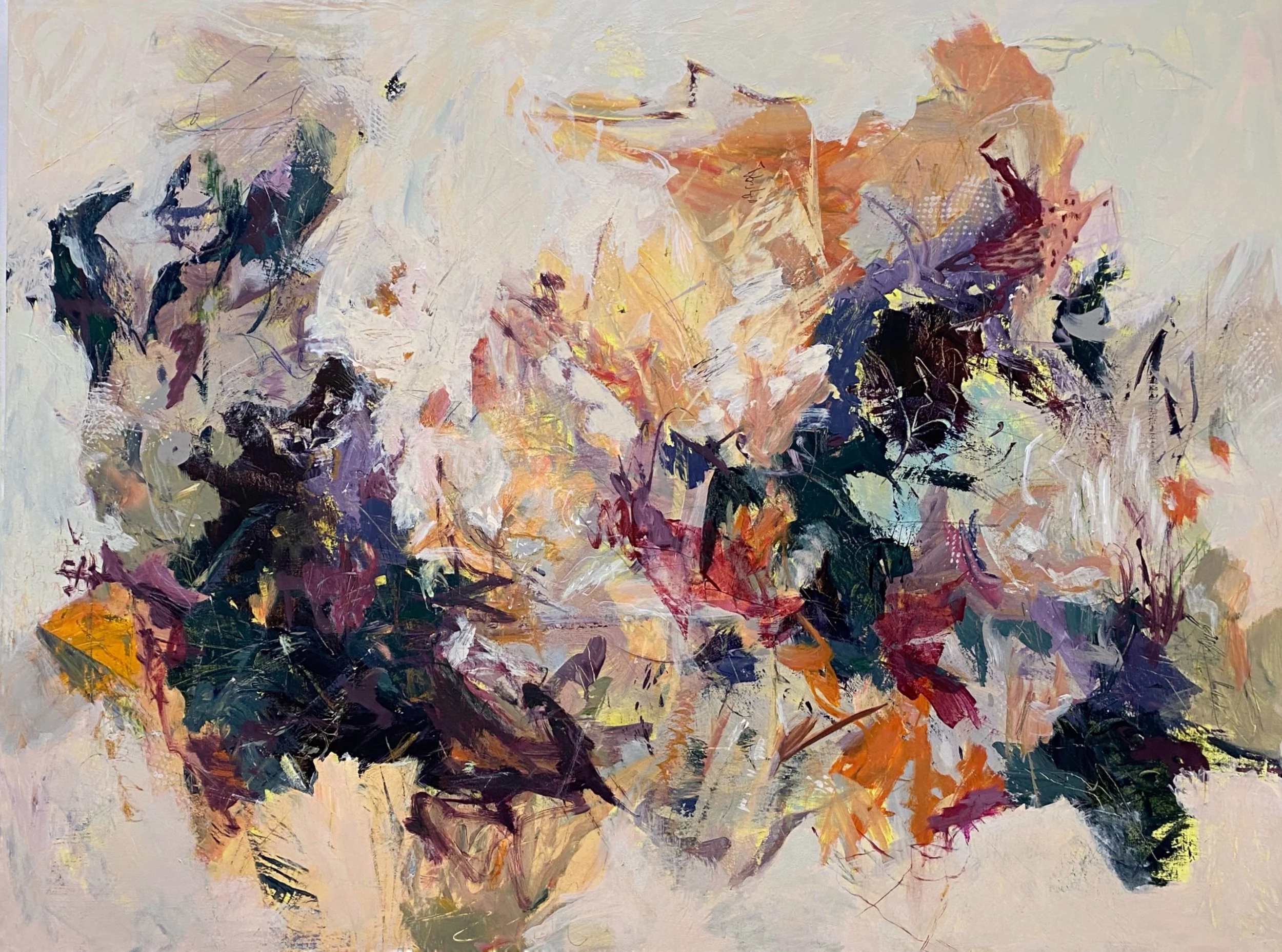 "Autumn Spirits." Acrylic and mixed media on 36 x 48 x 1 1/2" gallery canvas. $1650. 2026