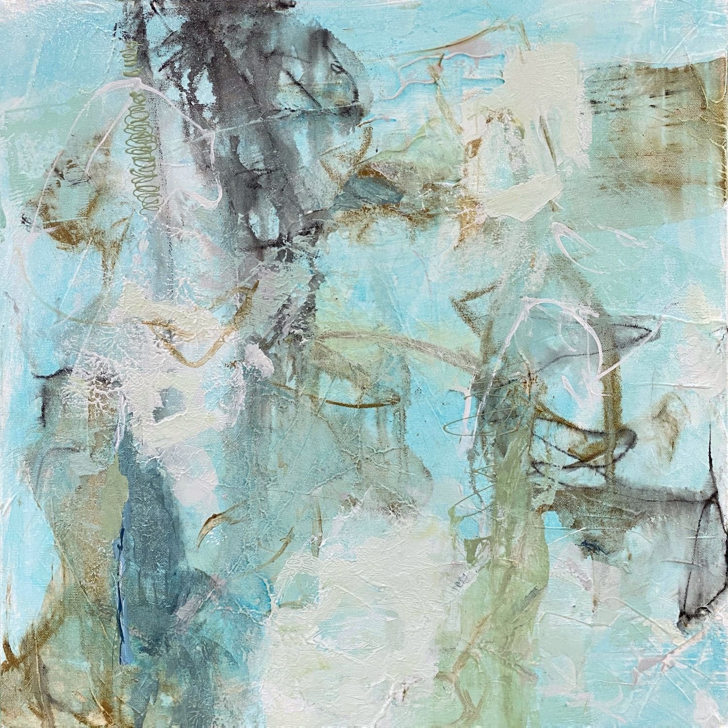 "Life's Warp and Weave." Acrylic & Mixed Media on Gallery Canvas. " 24x24x1.5" $620
Life’s Warp and Weave explores the interwoven patterns of nature and experience through layered abstract forms inspired by water, movement, and connection.
