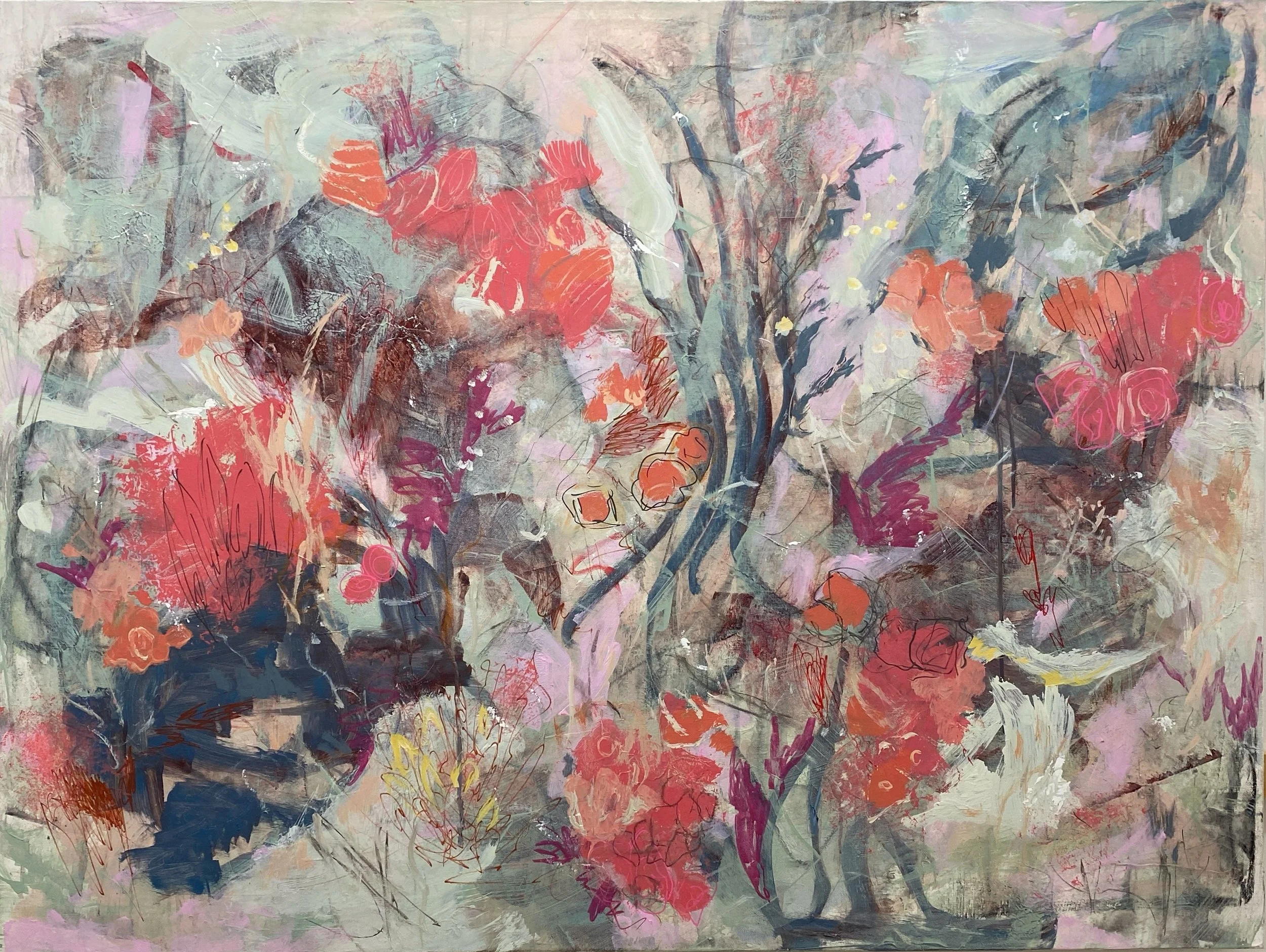 "Splendour in the Grass." Acrylic and mixed media on 36 x 48 x 1 1/2" gallery canvas. $1650. 2026