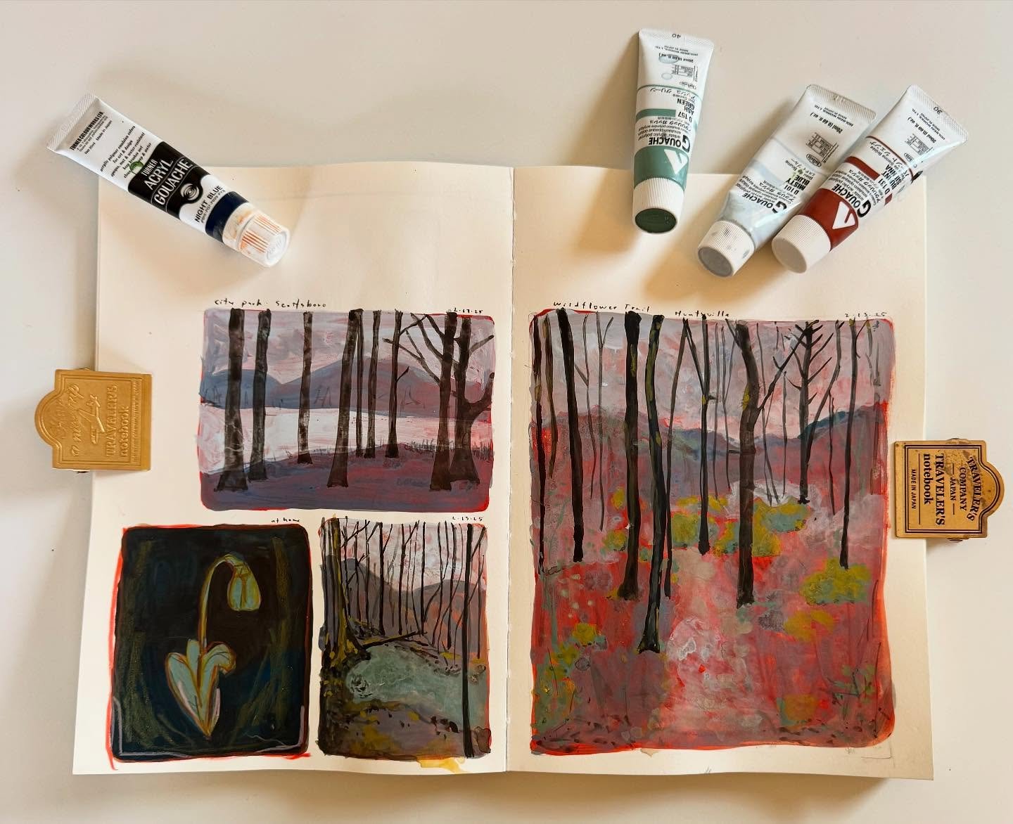 Playing with color and gouache. #landscape #sketchbookpractice #walktosee #visualjournal