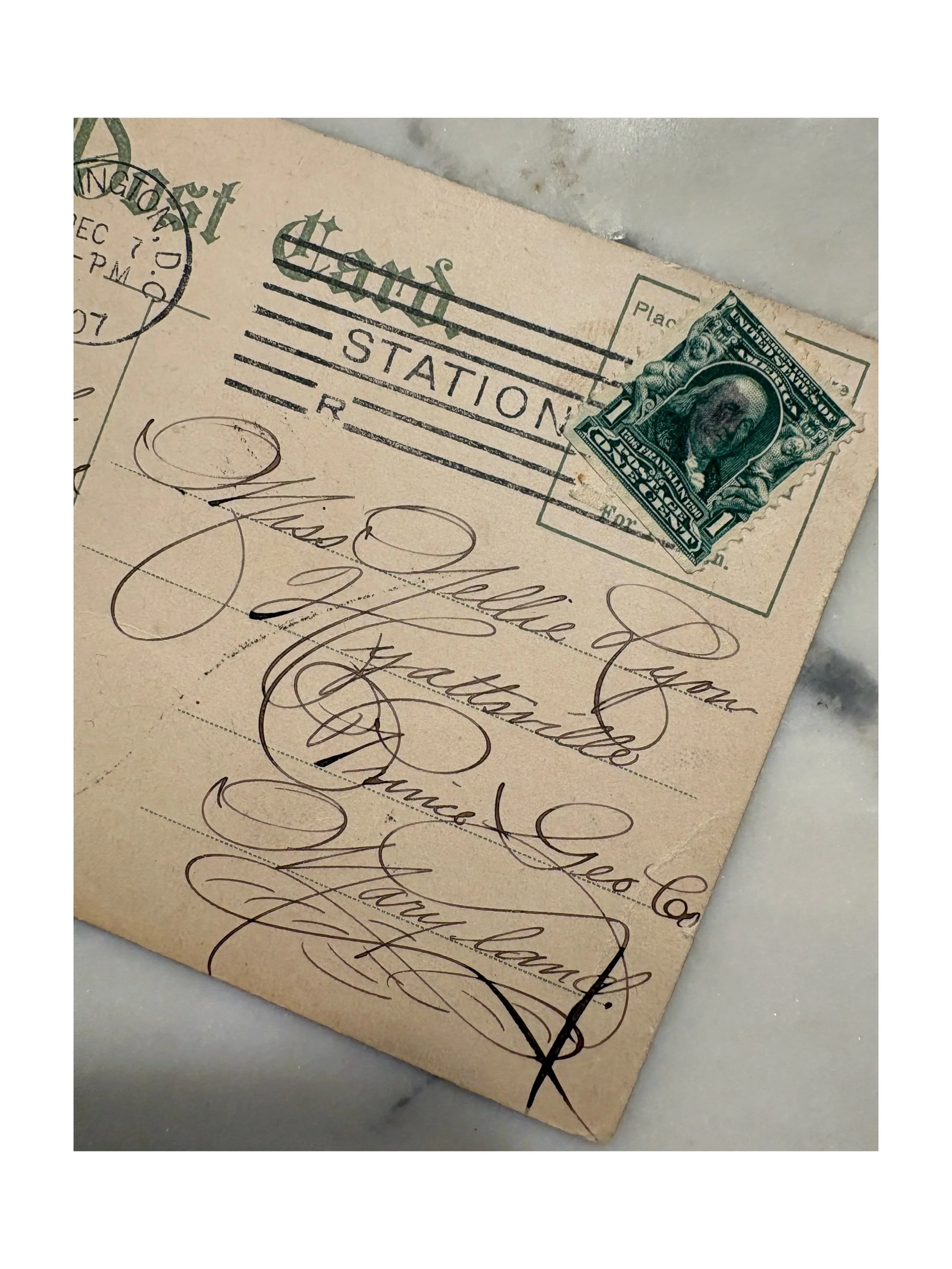 Spent my rainy Sunday going through new inventory for @dupontlittlefleamarket this coming weekend. I&rsquo;ve always admired the art of calligraphy and this is one of the most beautiful examples I&rsquo;ve ever seen on a postcard. To make it even mor