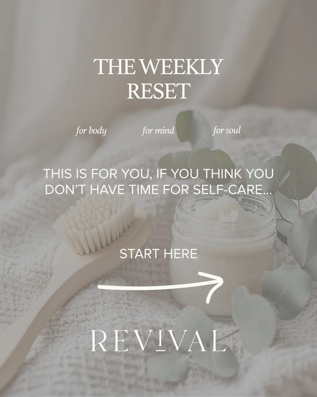 You have to start somewhere &mdash; so let it be here.⁠
⁠
You don&rsquo;t need hours.⁠
⁠
You need 30 minutes.⁠
⁠
✨ The Weekly Reset at Revival⁠
⁠
One visit a week. One ritual that helps you breathe, release, and feel like yourself again.⁠
⁠
Start sma