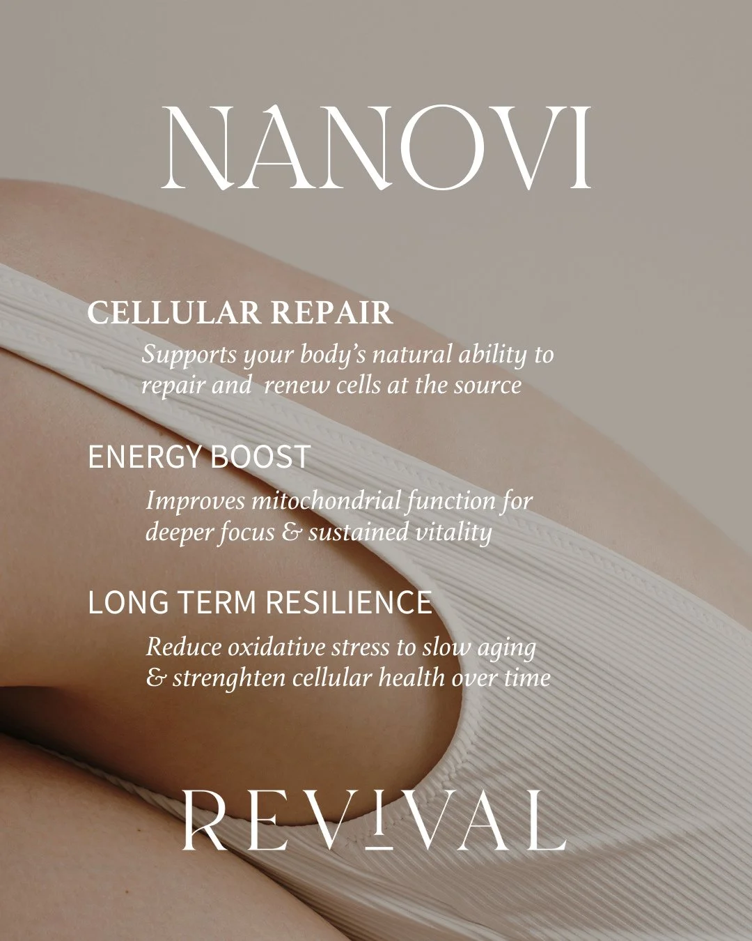 Cellular repair in 15 minutes.⁠
⁠
NanoVi supports your body's natural ability to repair protein damage - the kind that comes from stress, toxins, and aging.⁠
⁠
The benefits:⁠
⁠
 &bull; 14% less oxidative stress after just one session⁠
 &bull; Sustain