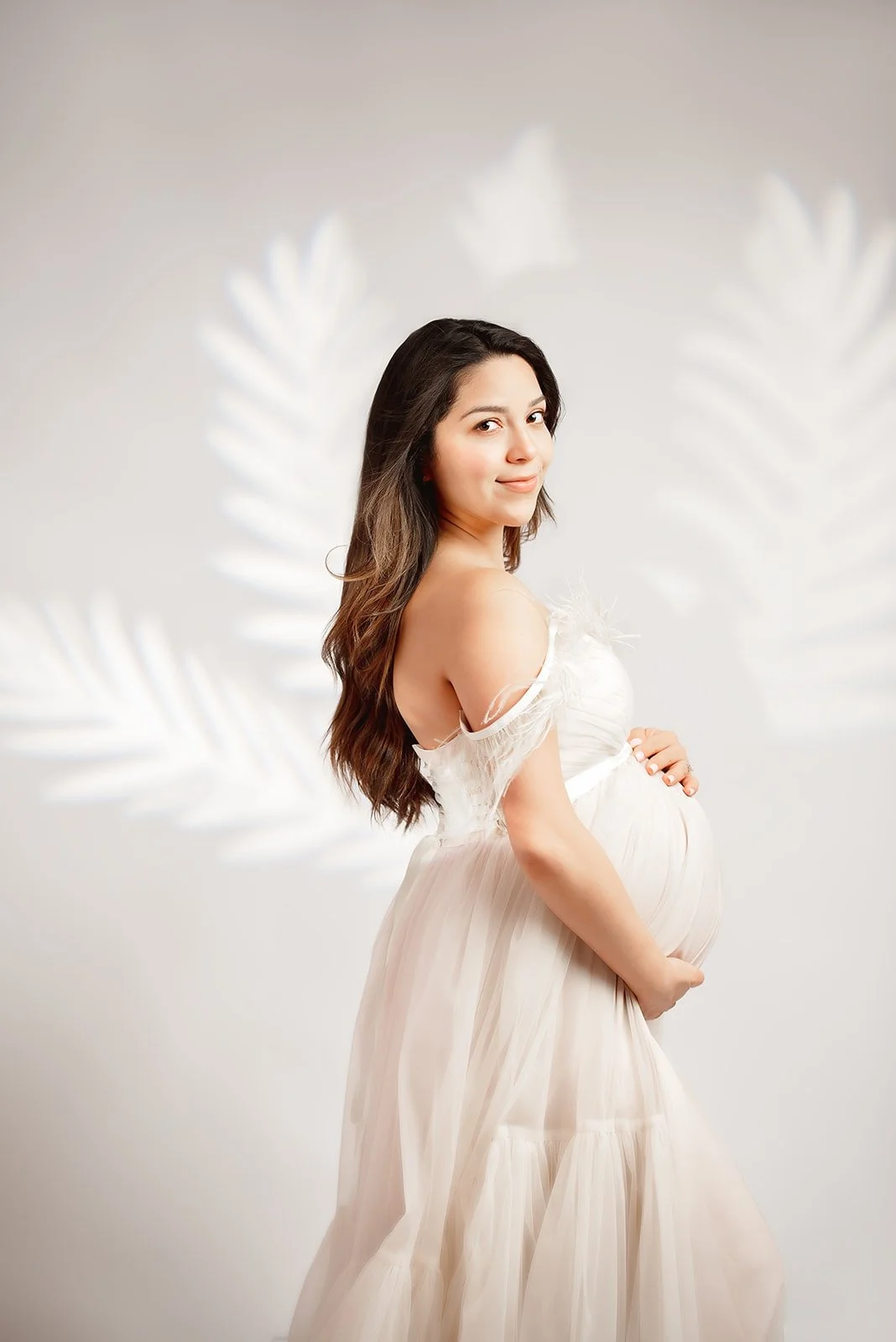 indoor glam maternity taken at studio near Waxhaw, NC