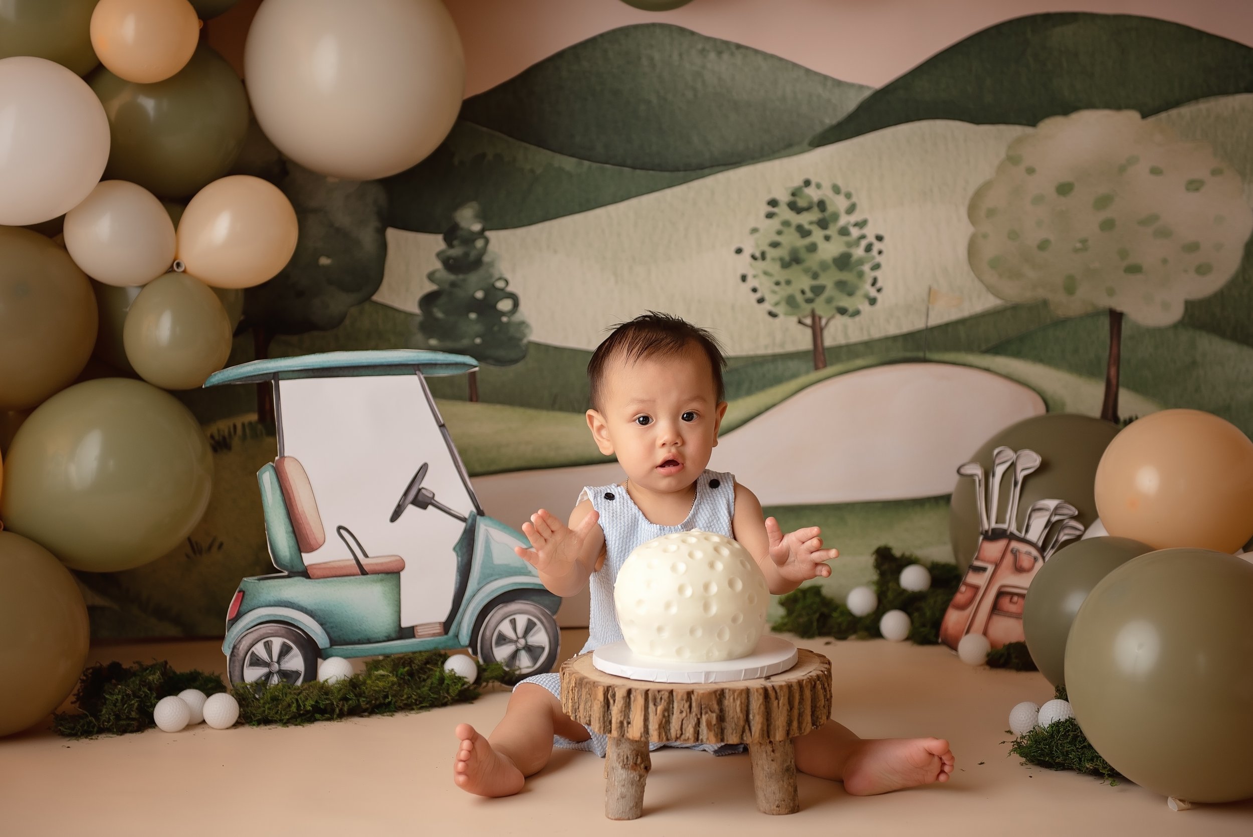 Cake Smash Photography Monroe, NC | Golf themed Smash!