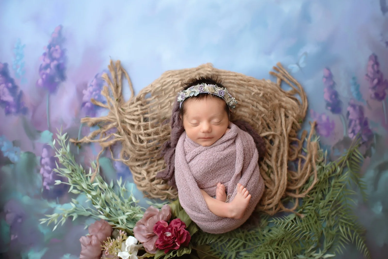 newborn baby girl in studio in Monroe, NC