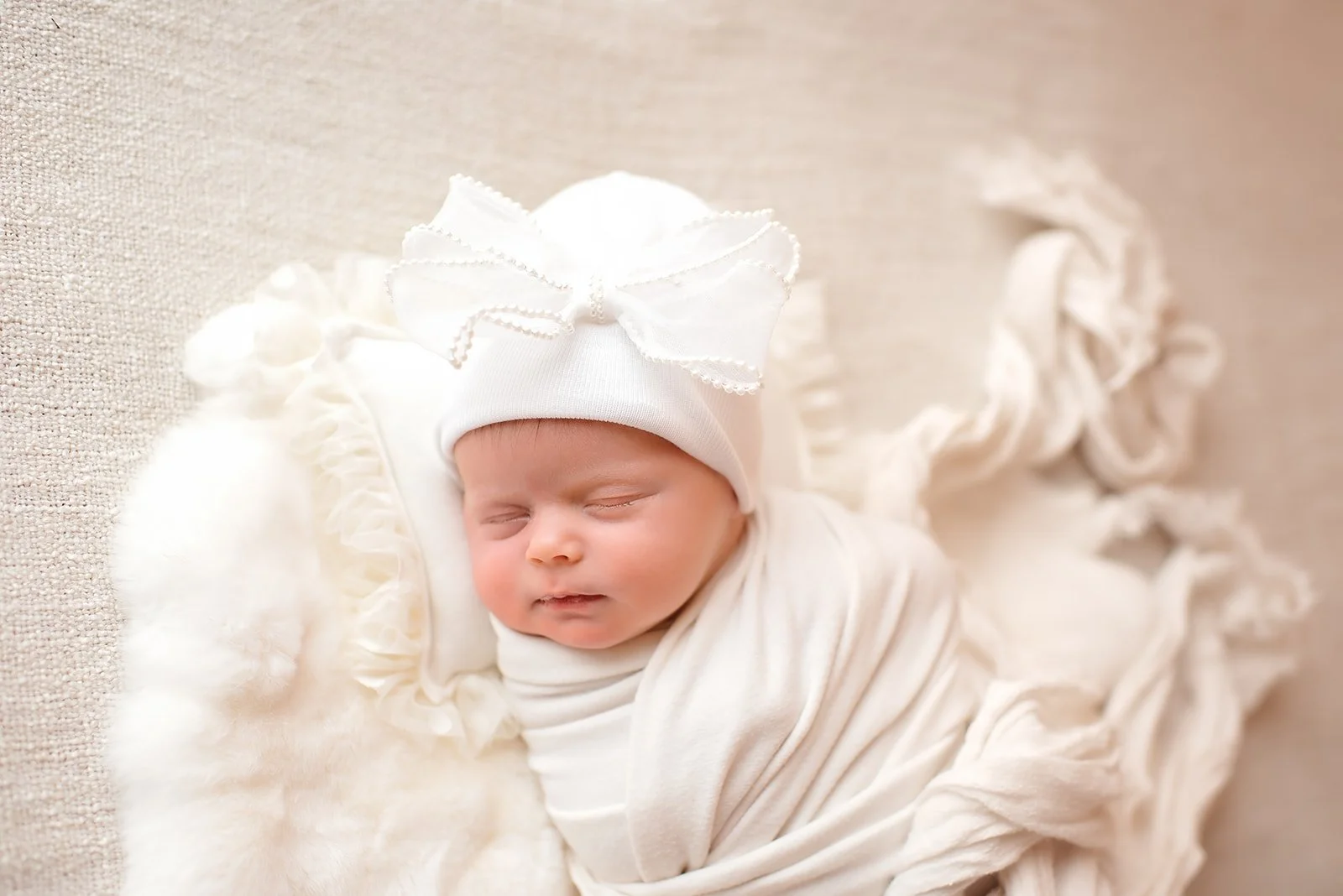 newborn baby girl style in studio in Monroe, NC