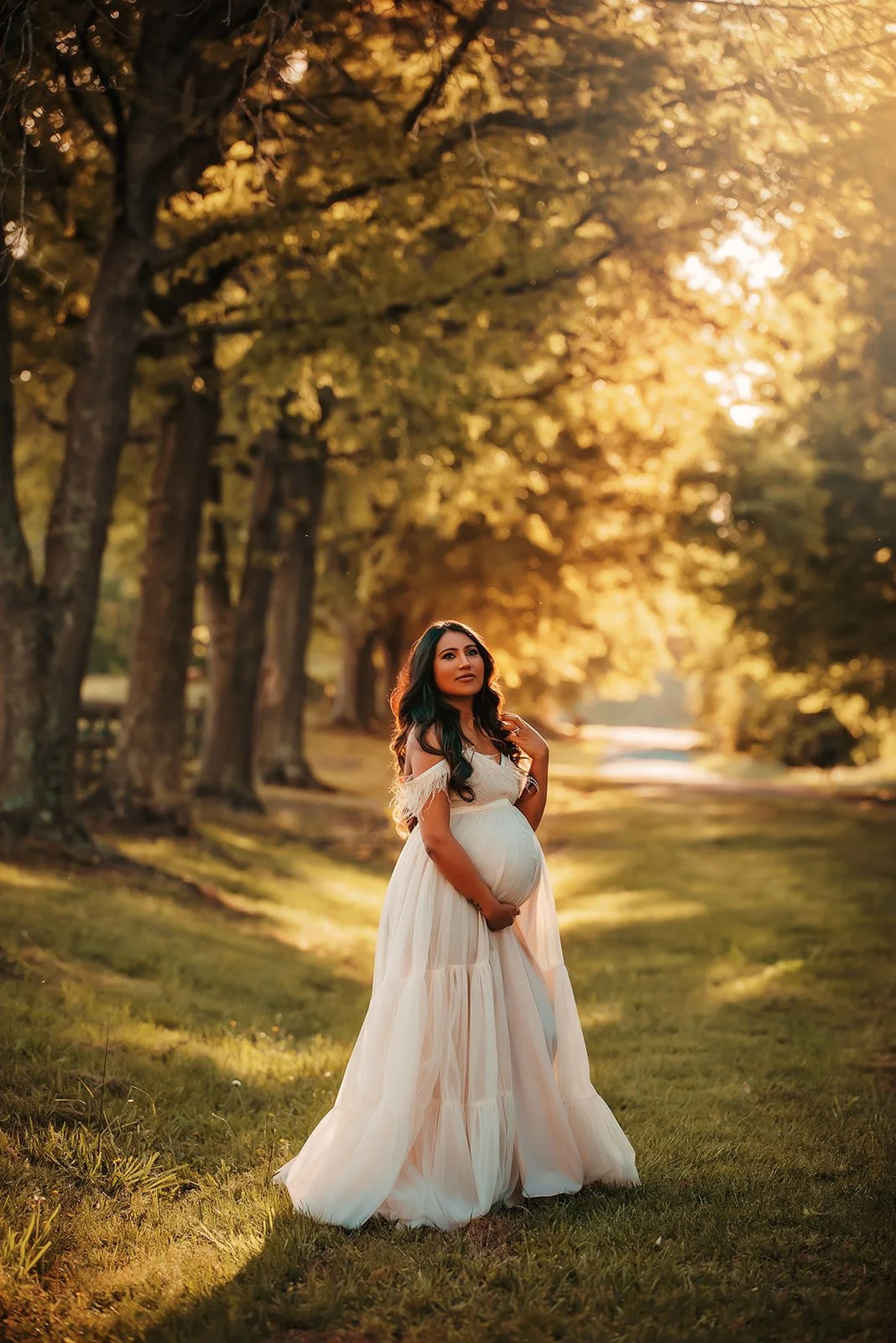 boho outdoor maternity photo taken at my studio in monroe, NC