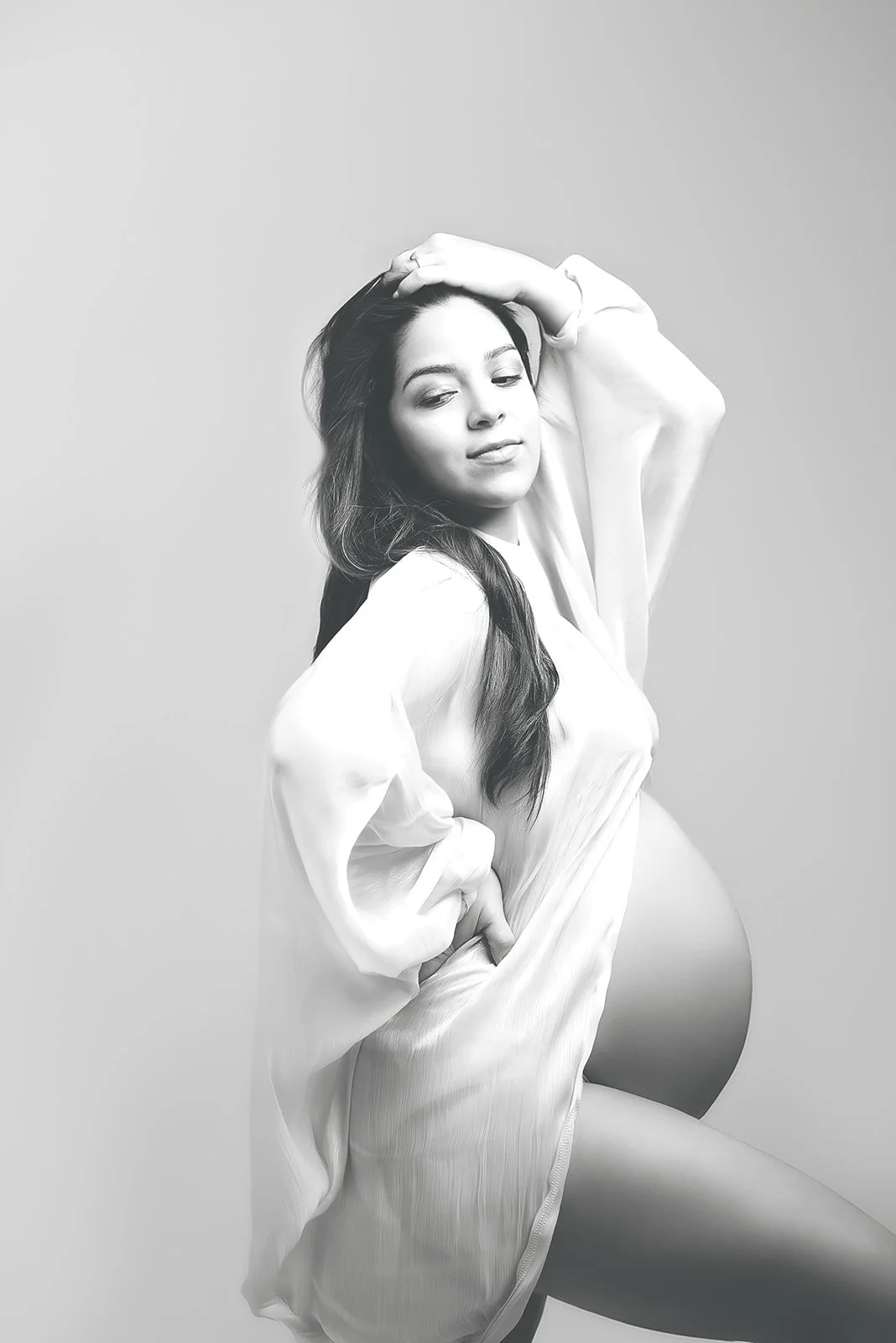 indoor glam maternity taken at studio near Waxhaw, NC