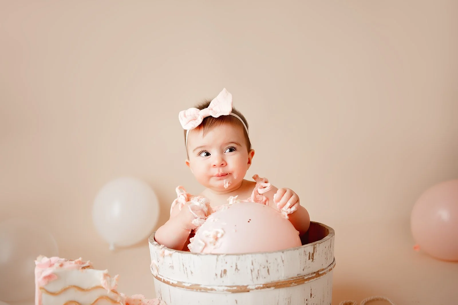 six month old baby milestone session near Waxhaw, NC