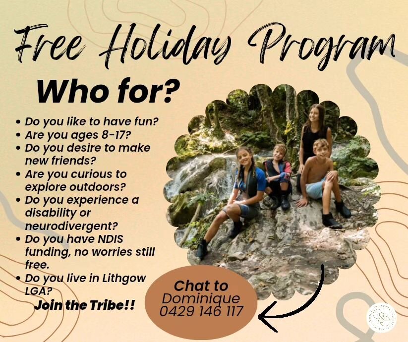 Woohooo, it's here again. Free Bush Programs for young people who live in Lithgow LGA in April School Holidays. 

When: 23rd &amp; 24th April (School holidays)
Where: meet at 9am and pick up 3-4pm at PCYC Lithgow 
Who: young people ages 8-17 who expe