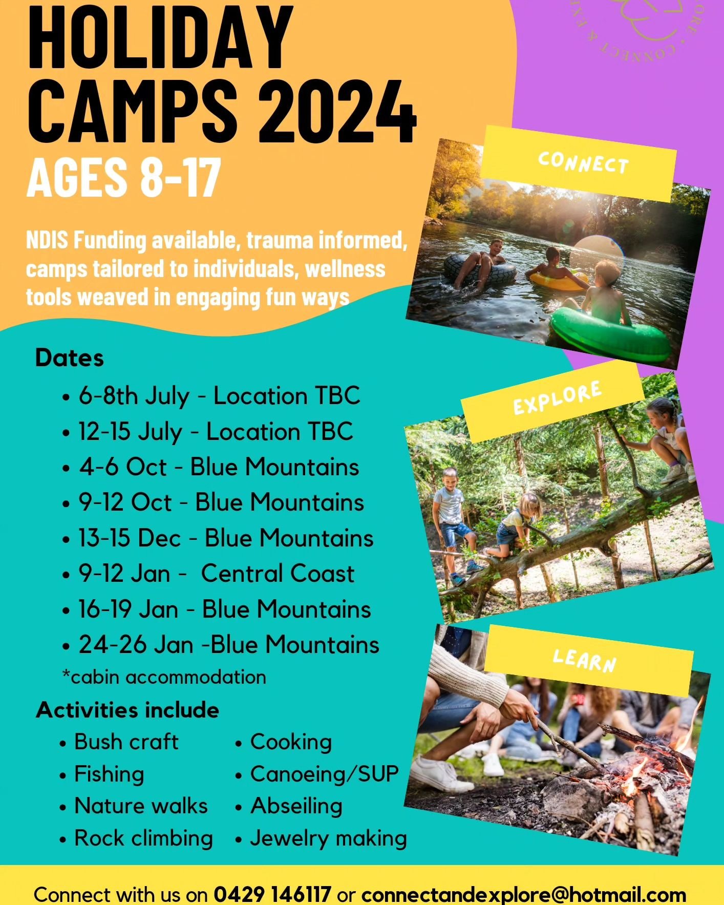 Wooohoo, next camp dates have touched down. Reach out to save your spots. I'm super stoked and excited planning the next adventures. 

Camps are 
✨️fun 
✨️small groups to make friends easily
✨️nature based
✨️tailored to each individual
✨️can provide 