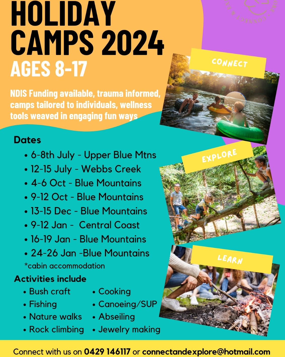 Wooohoo, next camp dates have touched down. Reach out to save your spots. I'm super stoked and excited planning the next adventures. 

Camps are 
✨️fun 
✨️small groups to make friends easily
✨️nature based
✨️tailored to each individual
✨️can provide 