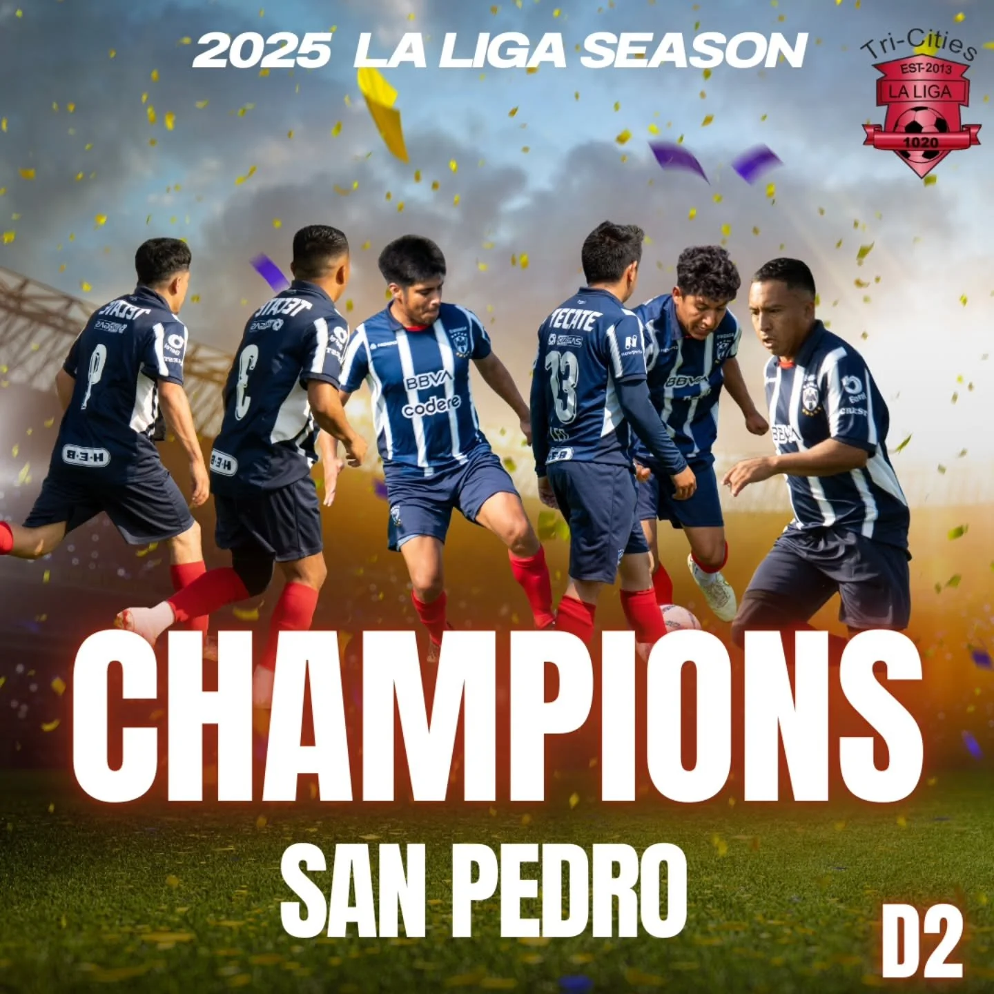 🏆⚽️🎉 CONGRATULATIONS🎉⚽️🏆

2025 D2 Champions San Pedro! The first ever team to complete the 3peat 

2025 D2 Sub-Champions Sevilla!

Let's show them some love. It was a great match-up fighting until the bitter end! 

🏆⚽️ 🎉CAMPEONES🎉⚽️🏆

&iexcl;