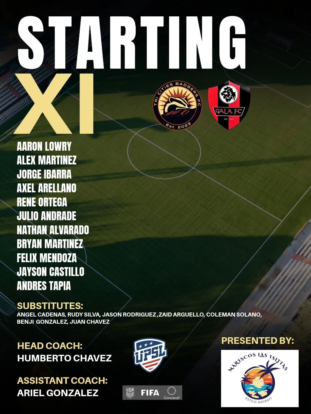 Starting 11 for tonight presented by @mariscos.lasislitas 

#Letsgobadgers