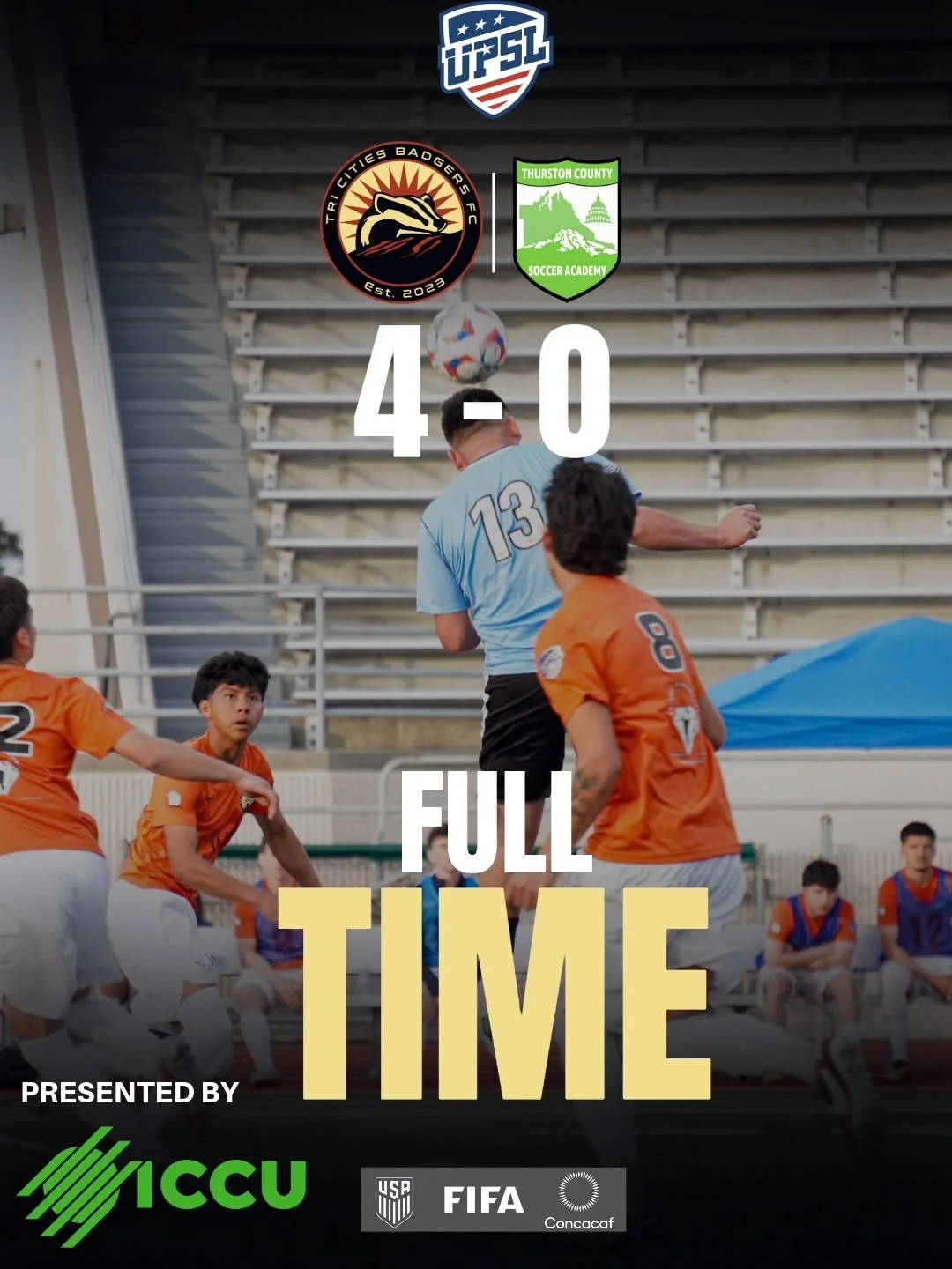 Full Time presented by @idahocentralcu

💼 Business Trip was a success, the Badgers take 3 point on the road!!

🔜 Next Match is at HOME!!!