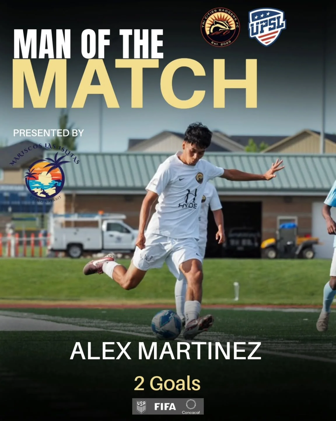 Man of The Match goes to @alex.m29106 netting 2 Goals AND 3 Assist!! 

MOTM presented by @mariscos.lasislitas