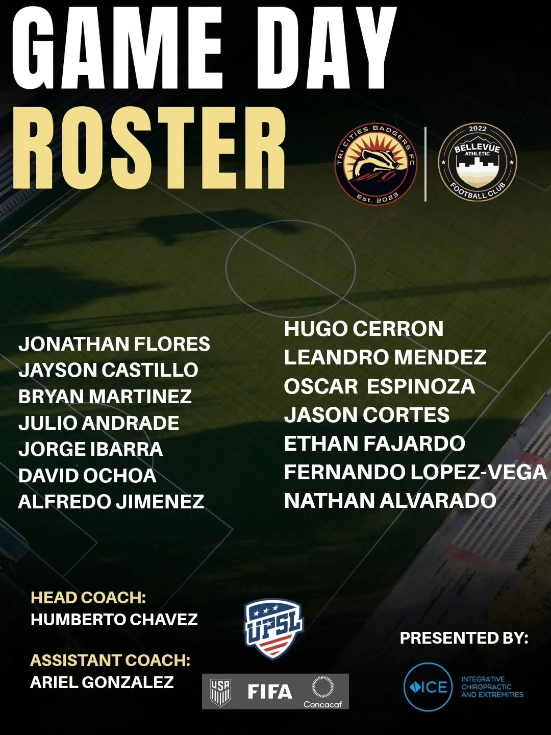 Game Day Roster Presented by @iceclinics
