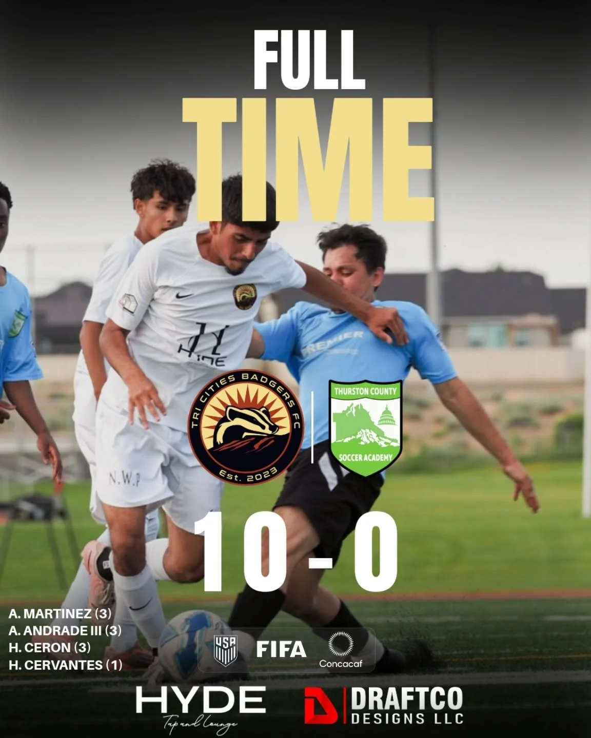 Full Time &amp; another 3 points 

Hat Tricks by 
@alex.m29106 
@alfredo.andradeiii 
Hugo Ceron

And Goal by @betoo__