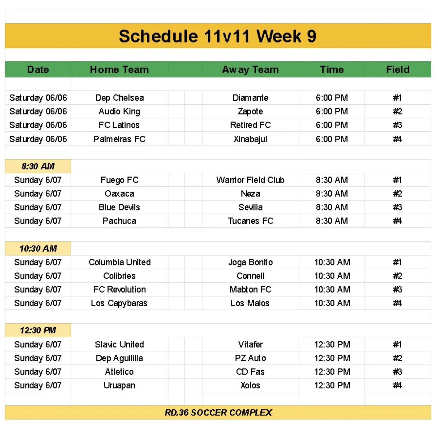 Week #9 Schedule