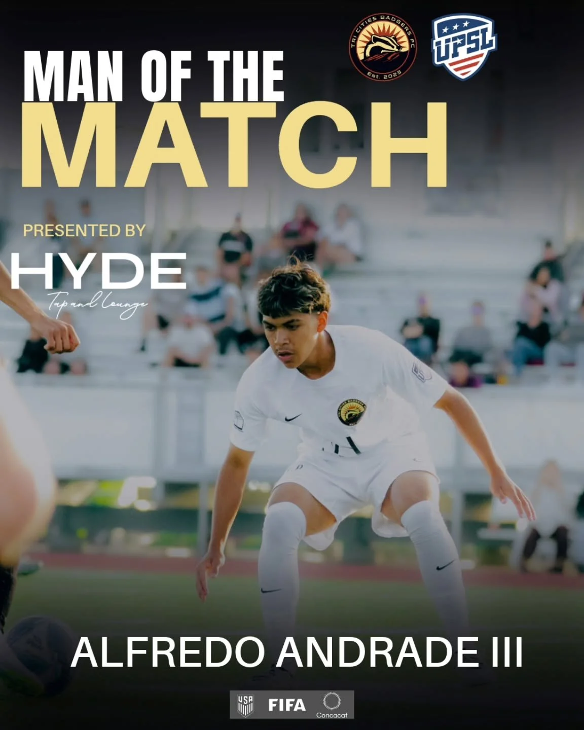 @alfredo.andradeiii is your MOTM presented by @hydetaplounge

Alfredo was on fire all night locking down the back line and securing the clean sheet!!