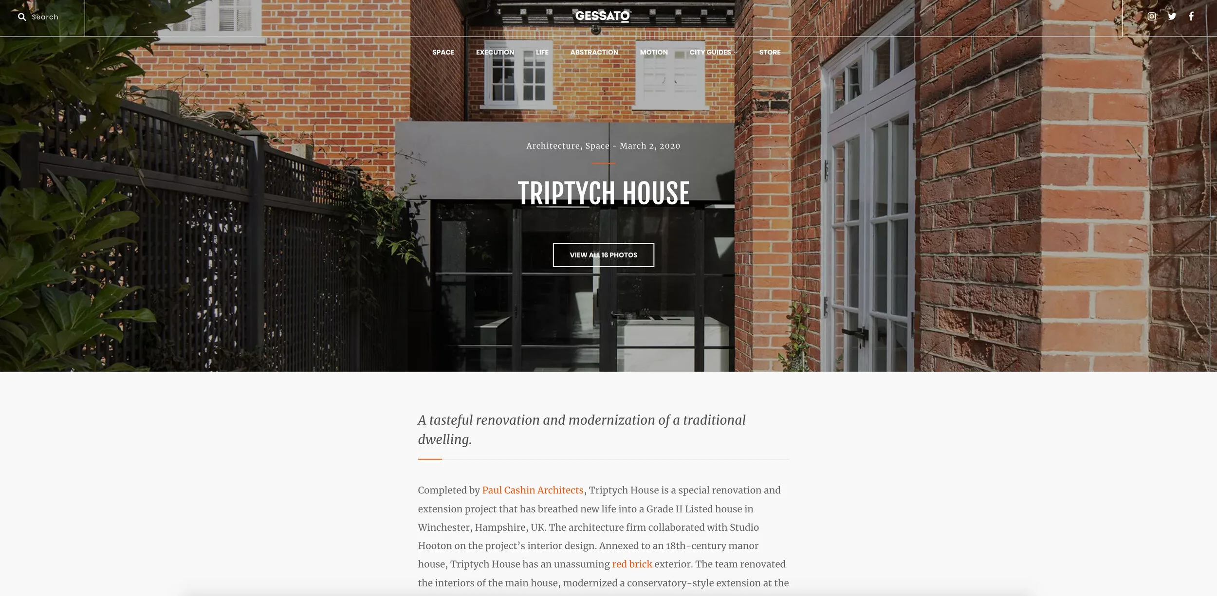 03.20 Triptych House featured on Gessato