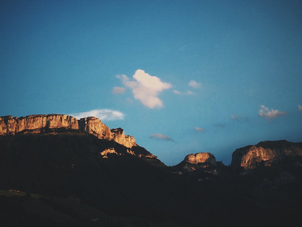 eastern swiss alps as seen from the Weissbad valley floor