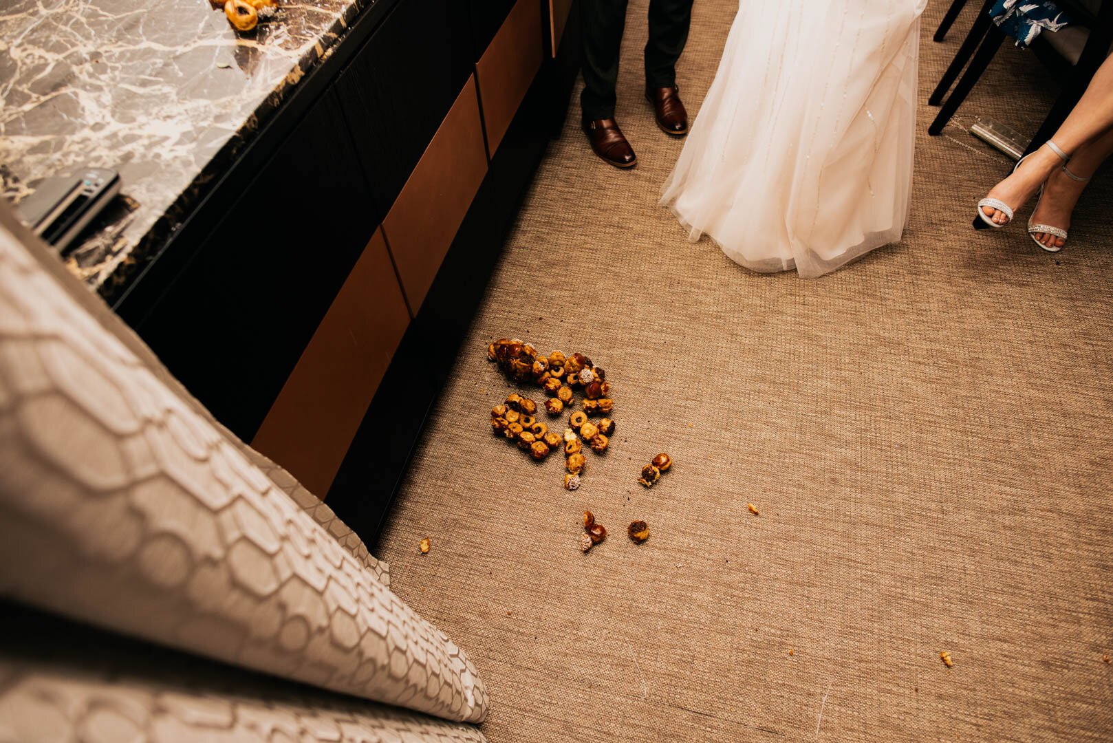 the wedding cake fell to the ground after the sabering