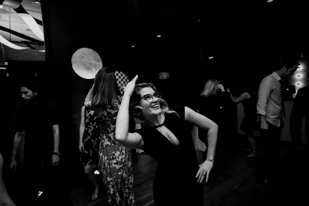 bridesmaid dancing during the reception