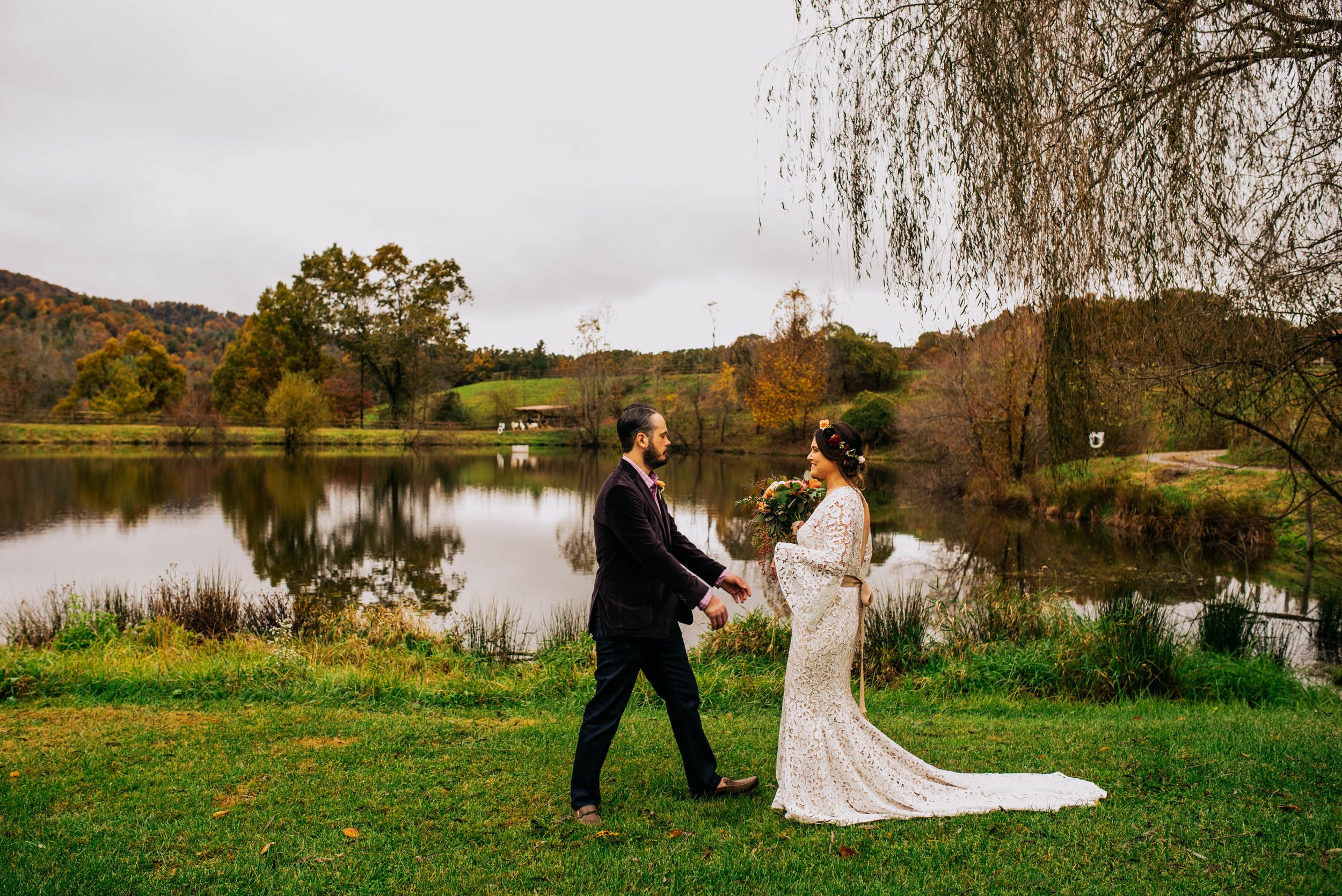 groom seeing his bride for the first time before their wedding