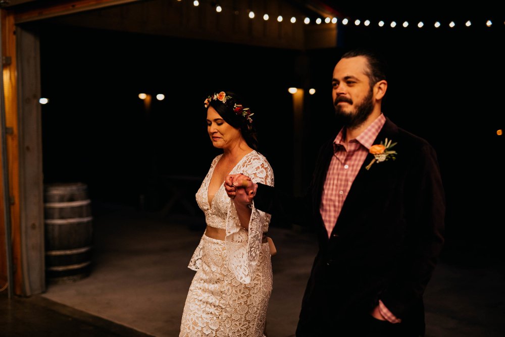 bride and groom being introduced during their reception