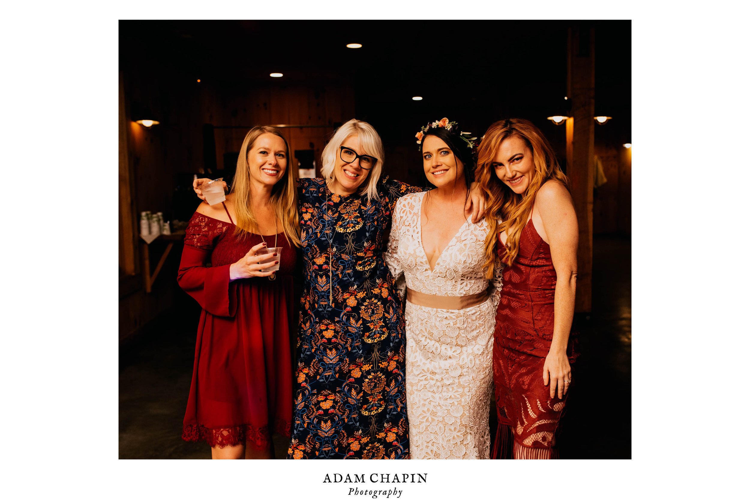 bride posing with her friends