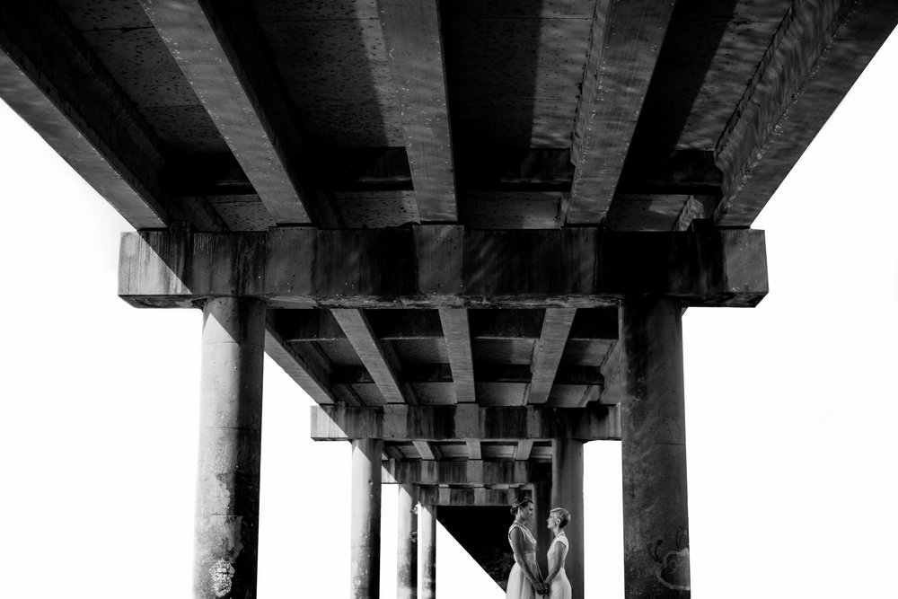 brides underneath the bridge over the haw river in saxapahaw north carolina