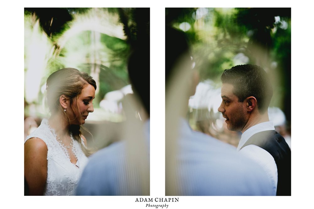 diptych of bride and groom during ceremony