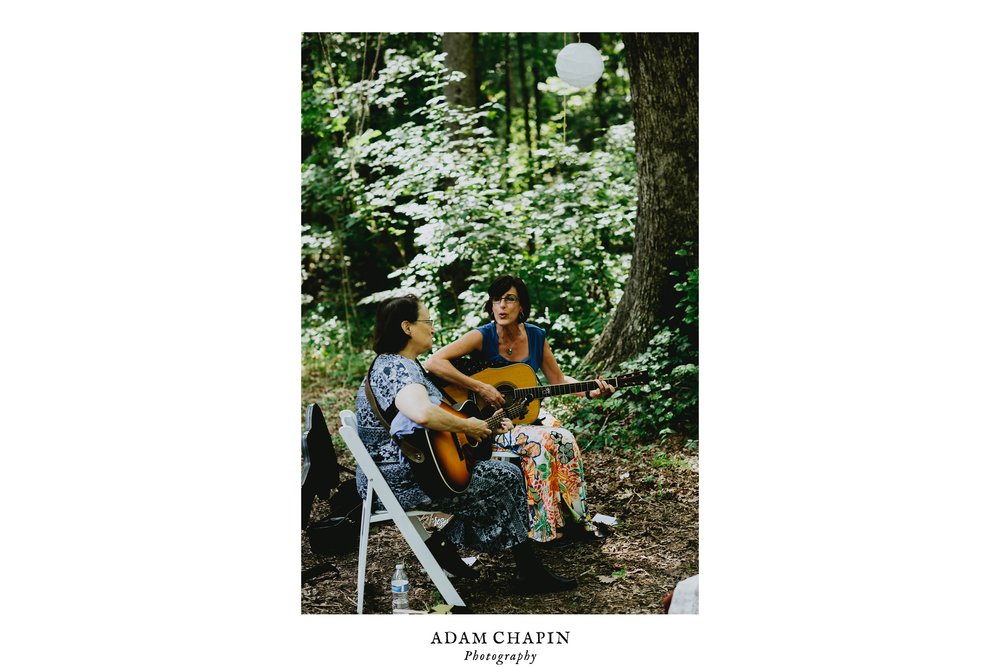 musicians playing before Duke Forest wedding