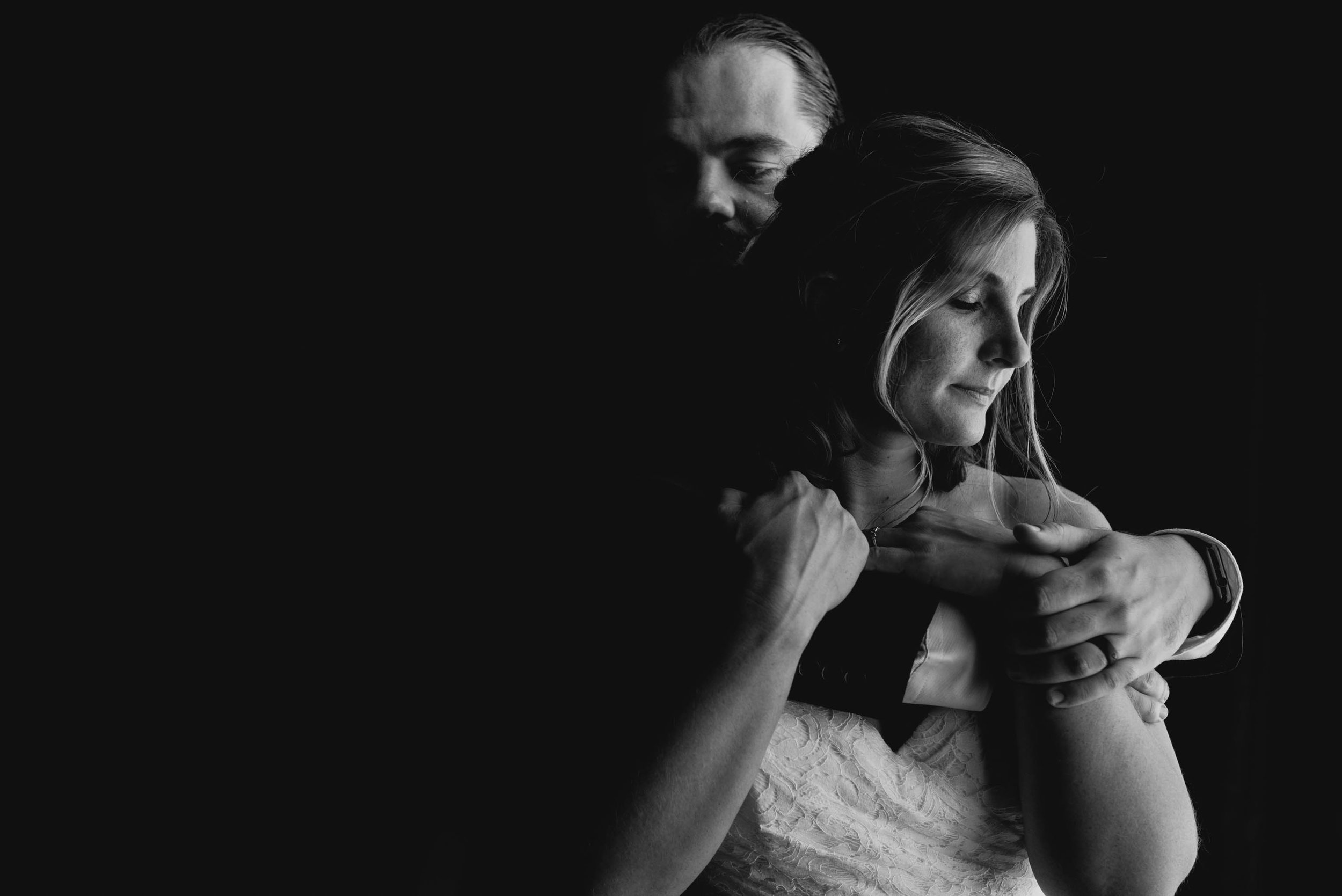 intimate portrait of bride and groom at the Umstead Hotel and Spa 