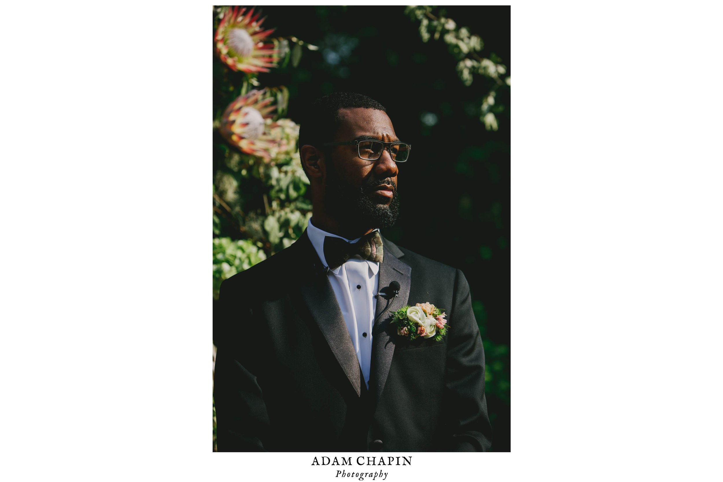 Groom awaiting his bride during this Raleigh wedding