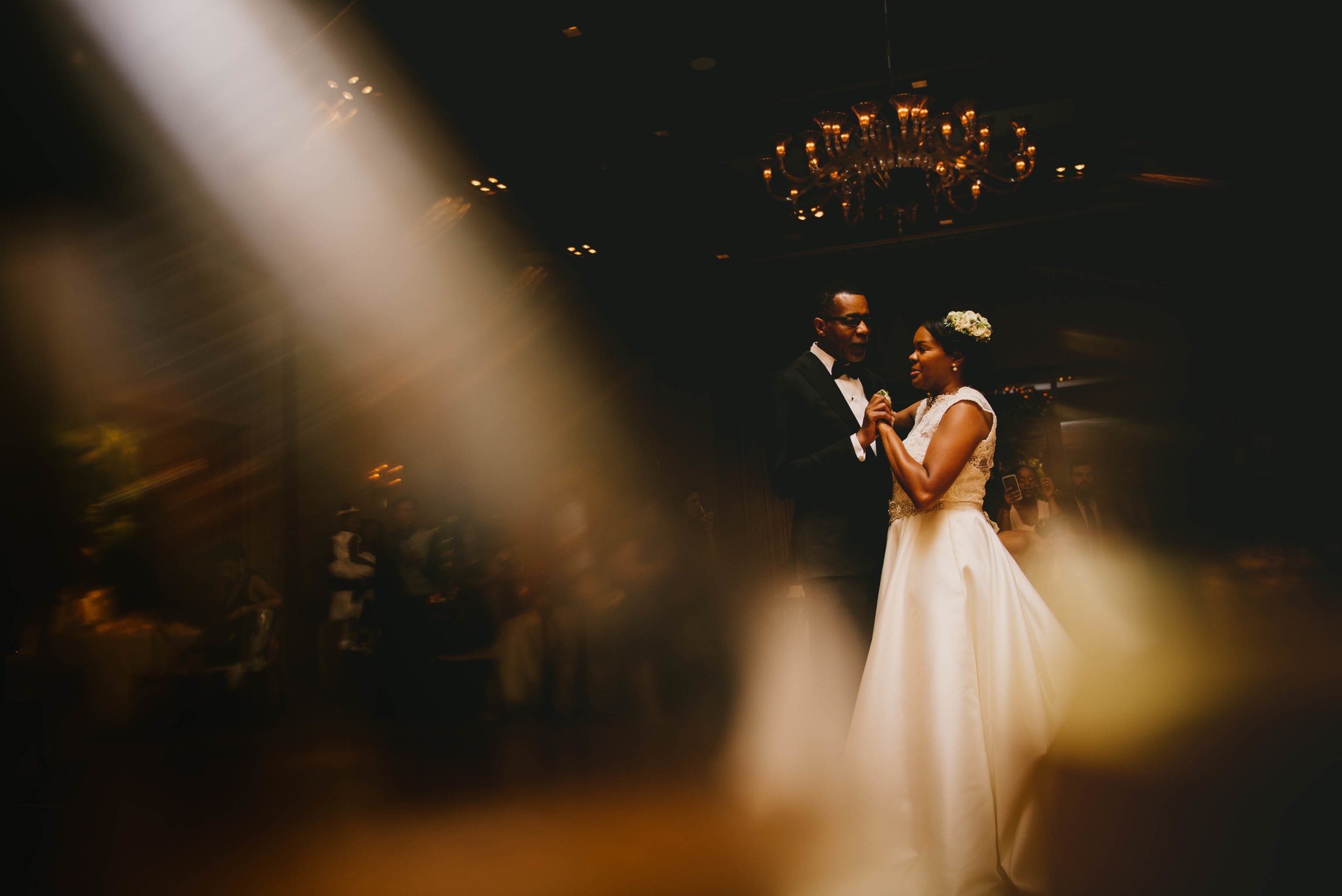 The bride and her father share a dance at this elegant wedding at the Umstead Hotel and Spa in Cary, NC