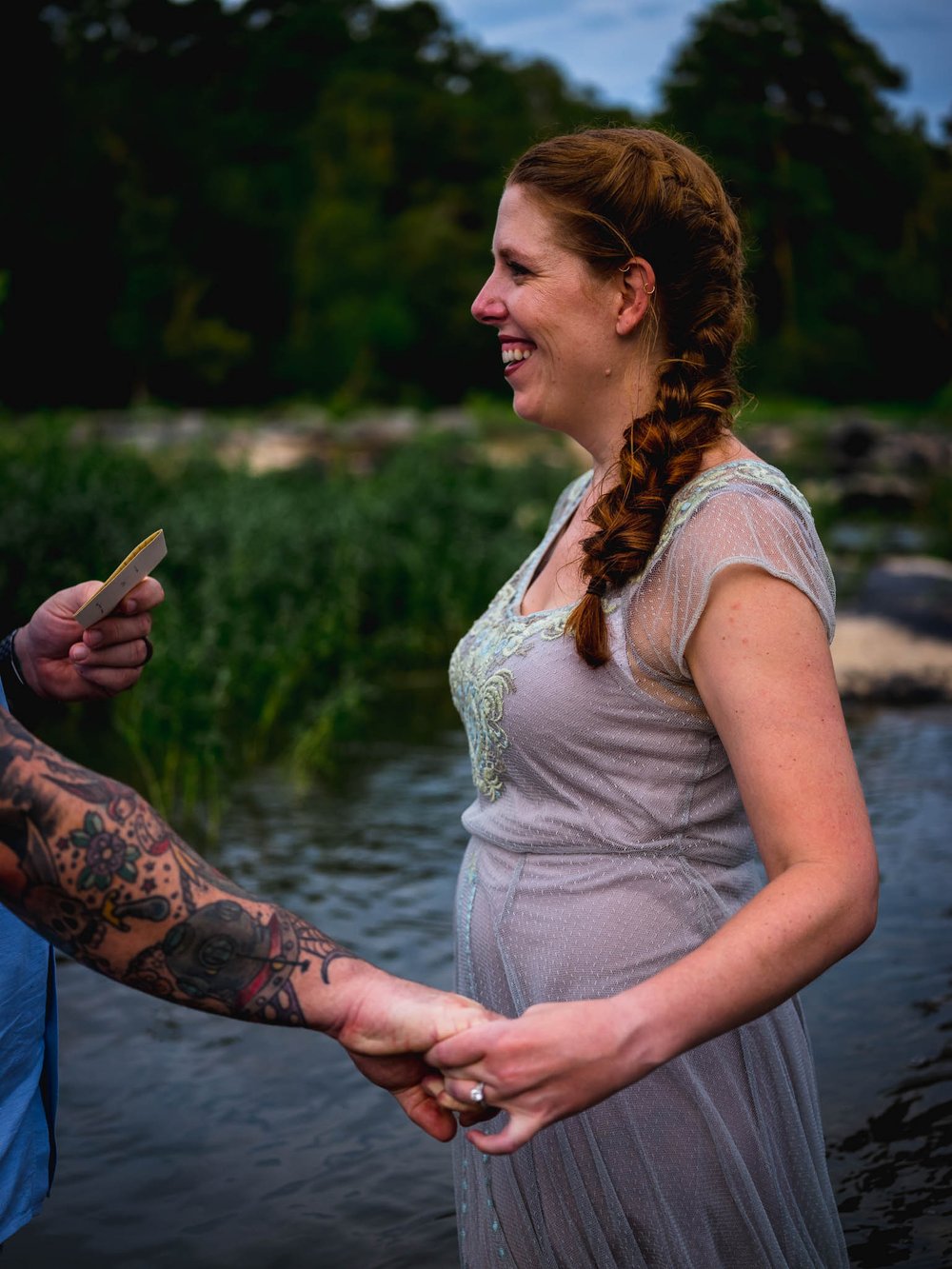 bride smiling during vow renewal ceremony