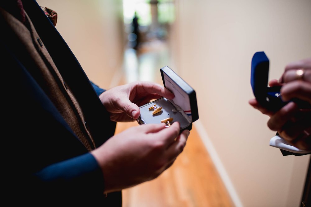 custom cocktail shaker cufflinks as a wedding gift