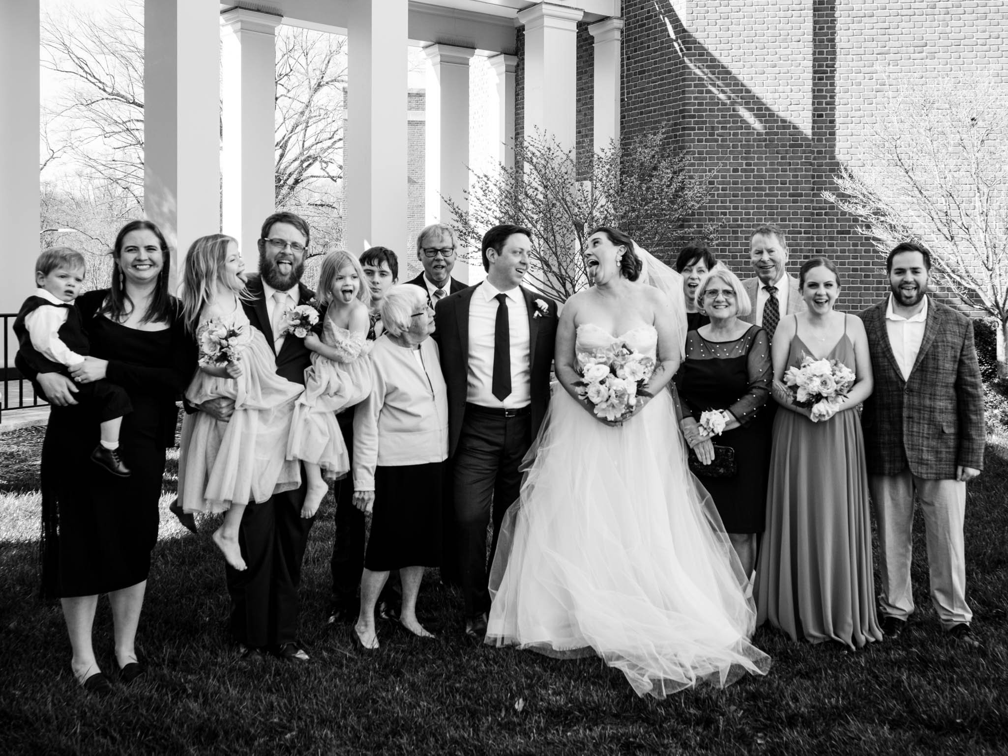 groom's family make silly faces