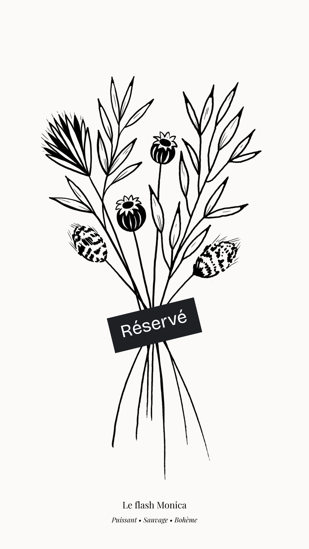 Un flash tattoo de bouquet dessiné par Camille Tardif