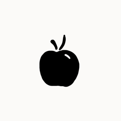 Silhouette d'une pomme noire avec deux feuilles