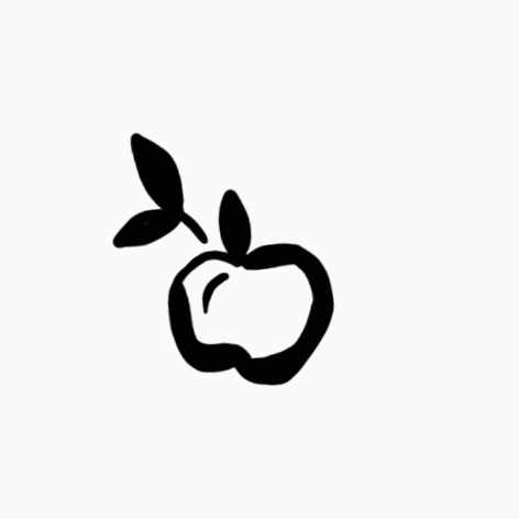 Illustration d'une pomme stylisée avec une feuille