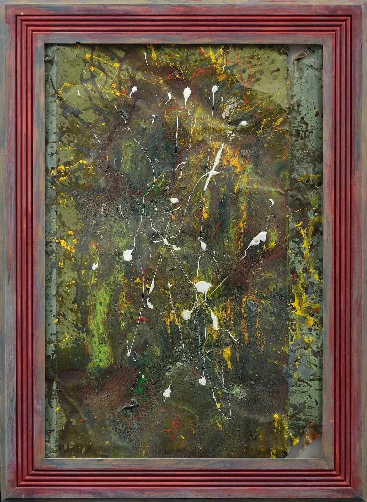 LES FEUX FOLLETS  41’’ x 28’’  techniques mixtes sur cuivre (provenant du toit du Château Frontenac), moulure recyclée. (Claude Lessard)