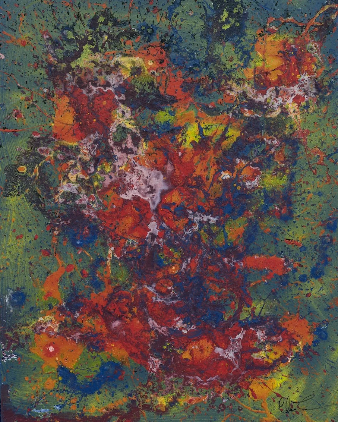 BOUILLONNEMENT D’IMPRESSIONS, 30’’ X  24’’, techniques mixtes sur bois. (Claude Lessard) VENDUE